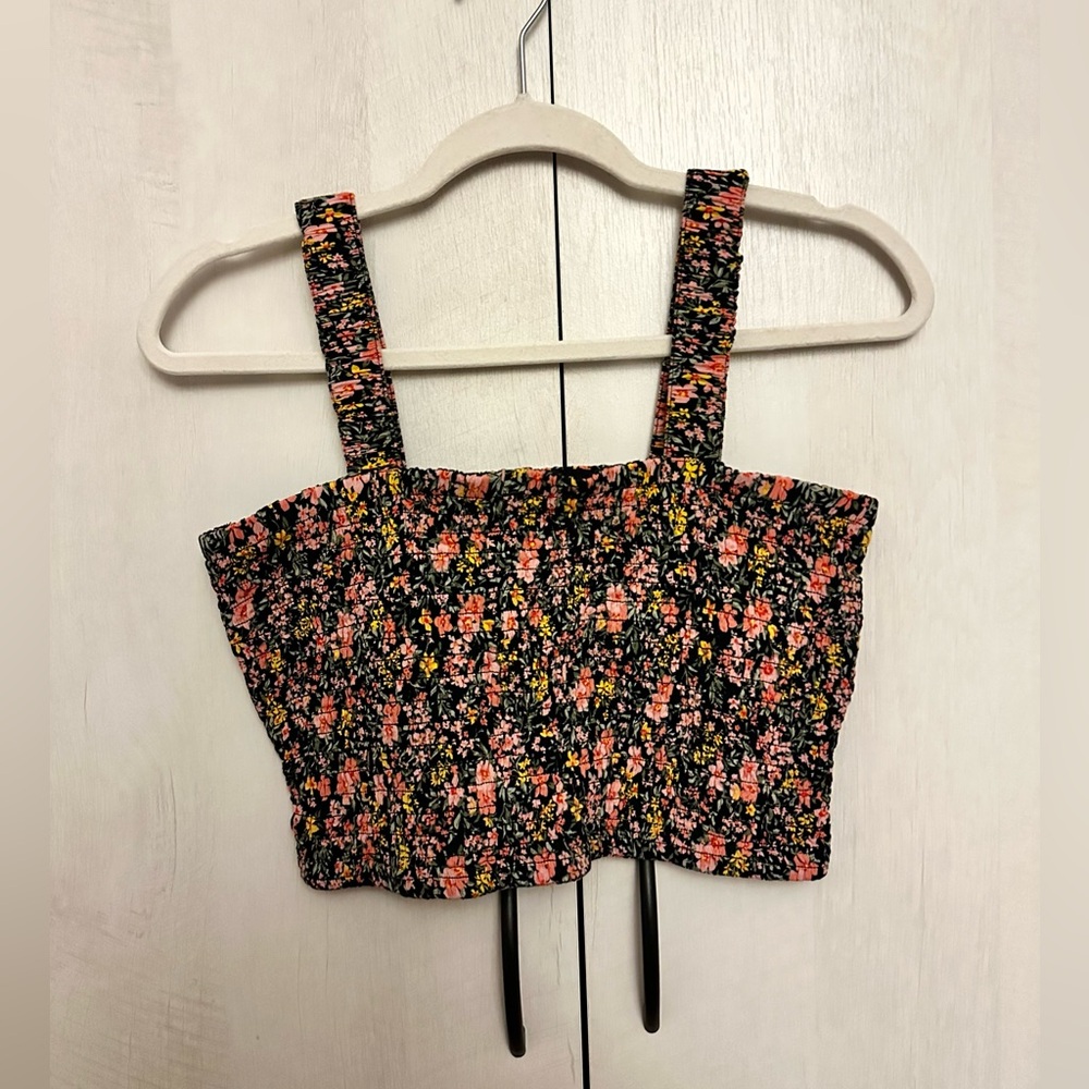American Eagle floral ruche tank top